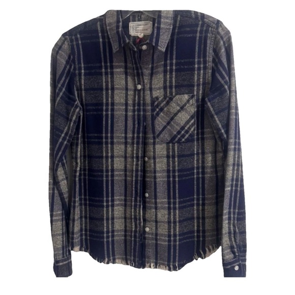 Current/Elliott Navy and Gray Plaid Shirt - Picture 4 of 4